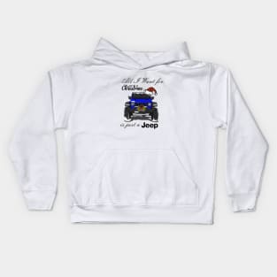 Christmas Jeep Blue Kids Hoodie